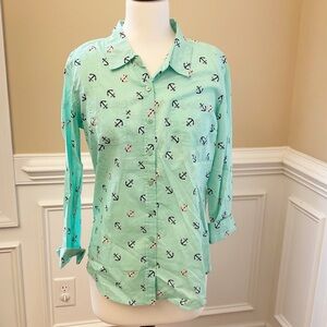 Women’s Red Camel Anchor Button Down Shirt